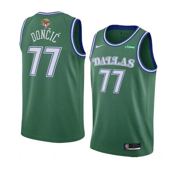 Men%27s Dallas Mavericks #77 Luka Doncic Green 2024 Finals Classic Edition Stitched Basketball Jersey Dzhi